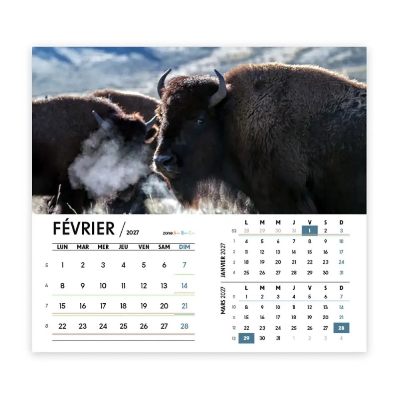 Calendrier chevalet intégral (15x18 cm) personnalisé - Faune