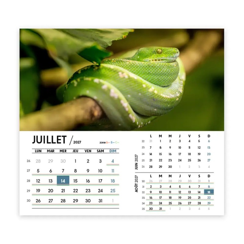 Calendrier chevalet intégral (15x18 cm) personnalisé - Faune