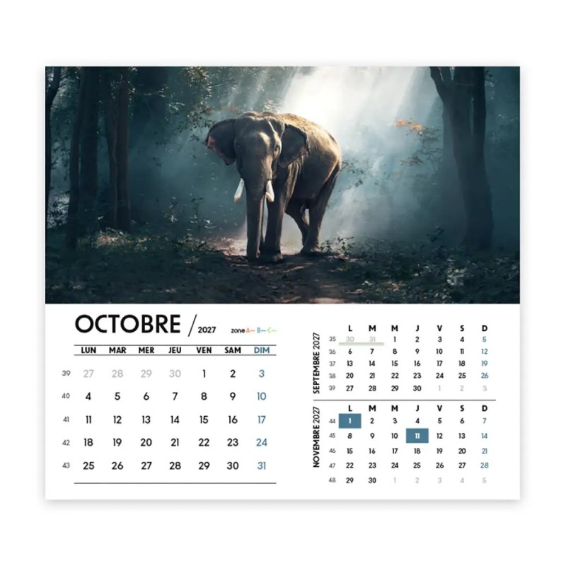 Calendrier chevalet intégral (15x18 cm) personnalisé - Faune
