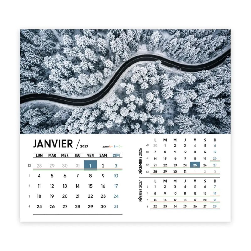 Calendrier chevalet intégral (15x18 cm) personnalisé - Vue du ciel