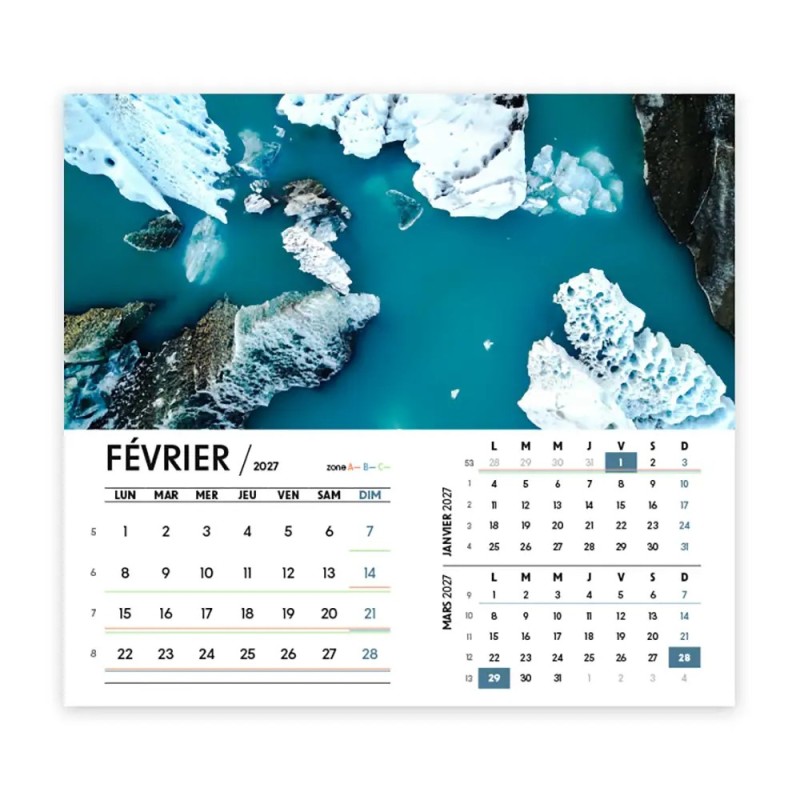 Calendrier chevalet intégral (15x18 cm) personnalisé - Vue du ciel