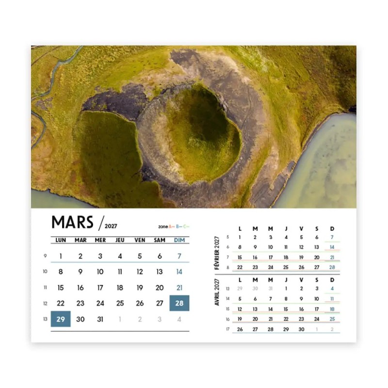 Calendrier chevalet intégral (15x18 cm) personnalisé - Vue du ciel