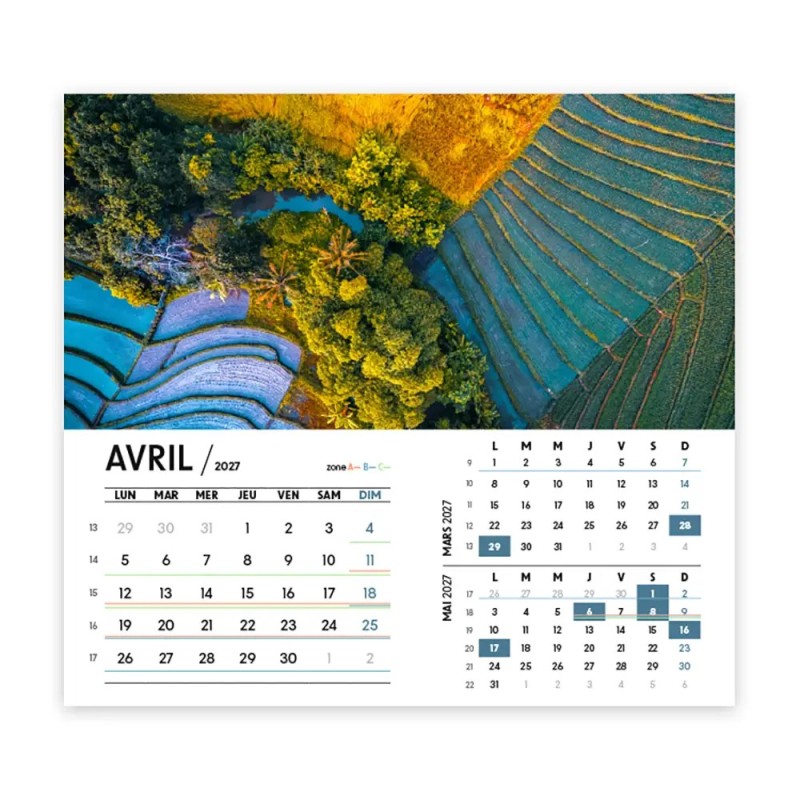 Calendrier chevalet intégral (15x18 cm) personnalisé - Vue du ciel