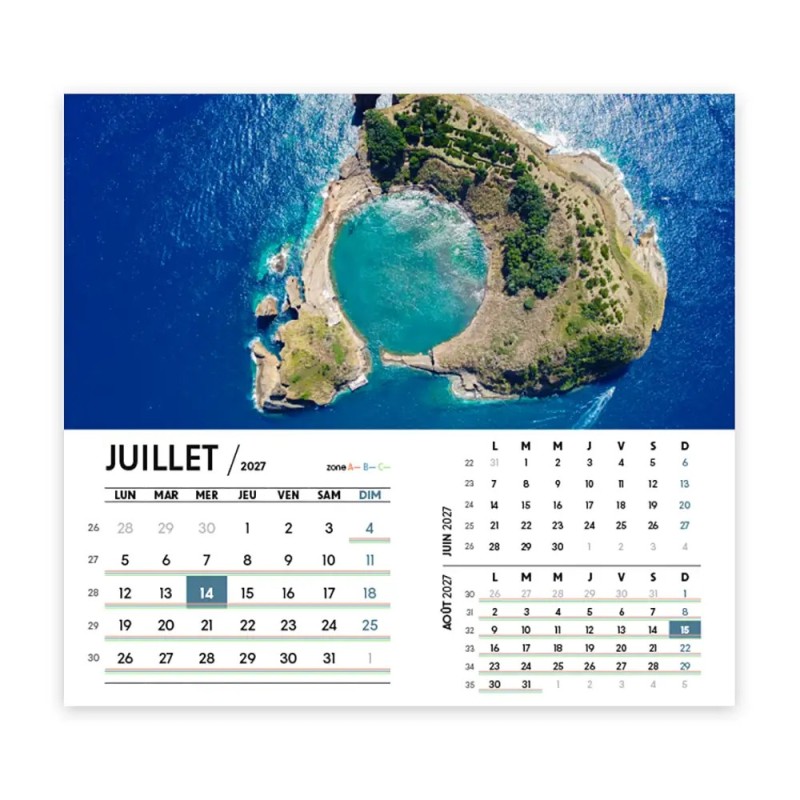 Calendrier chevalet intégral (15x18 cm) personnalisé - Vue du ciel
