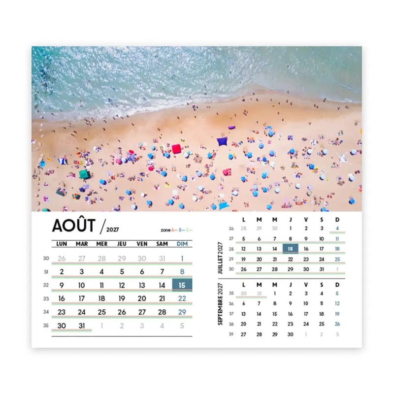 Calendrier chevalet intégral (15x18 cm) personnalisé - Vue du ciel