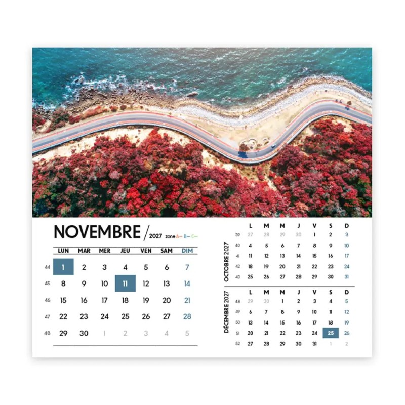 Calendrier chevalet intégral (15x18 cm) personnalisé - Vue du ciel