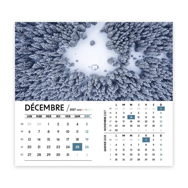 Calendrier chevalet intégral (15x18 cm) personnalisé - Vue du ciel
