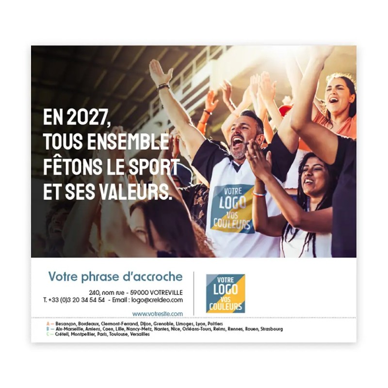 Calendrier chevalet intégral (15x18 cm) personnalisé - Logo intégré Valeurs du sport