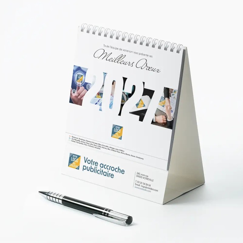 Calendrier chevalet intégral (15x18 cm) personnalisé - Logo intégré Réseau