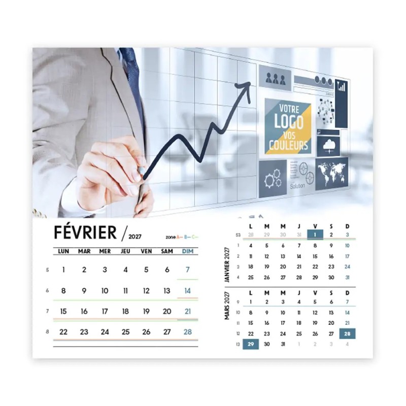 Calendrier chevalet intégral (15x18 cm) personnalisé - Logo intégré Réseau
