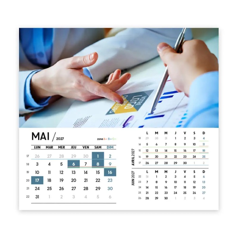 Calendrier chevalet intégral (15x18 cm) personnalisé - Logo intégré Réseau
