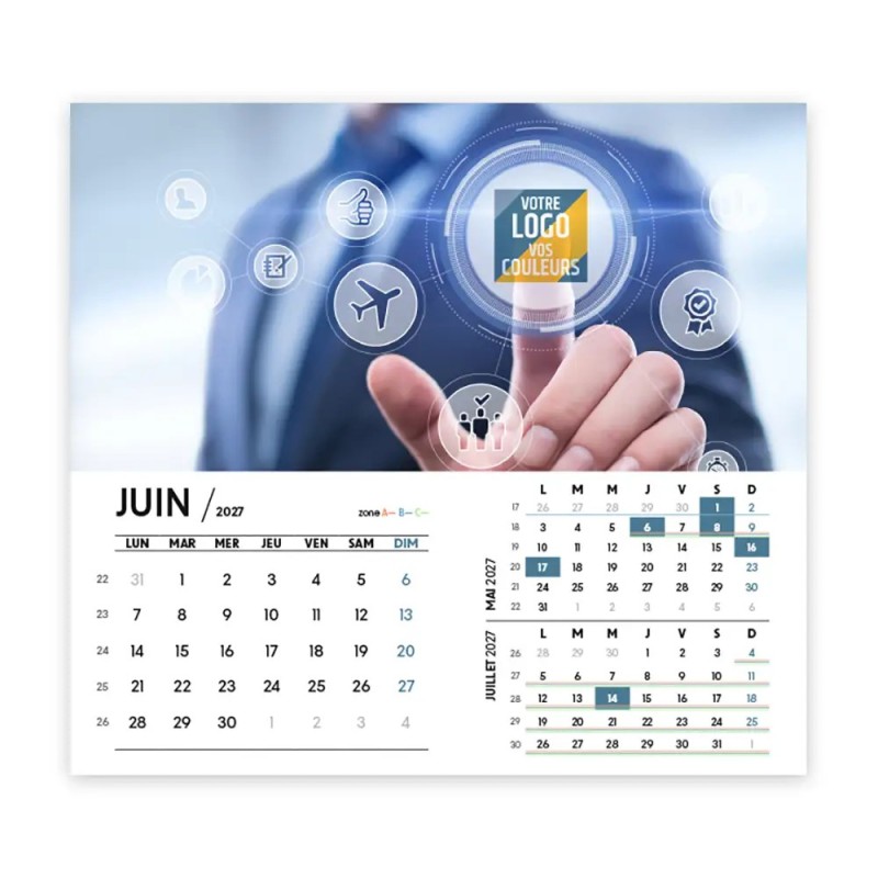 Calendrier chevalet intégral (15x18 cm) personnalisé - Logo intégré Réseau