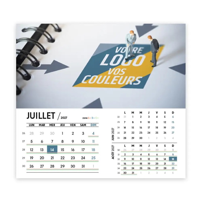 Calendrier chevalet intégral (15x18 cm) personnalisé - Logo intégré Réseau