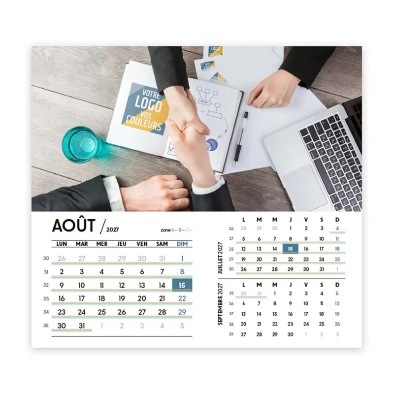 Calendrier chevalet intégral (15x18 cm) personnalisé - Logo intégré Réseau