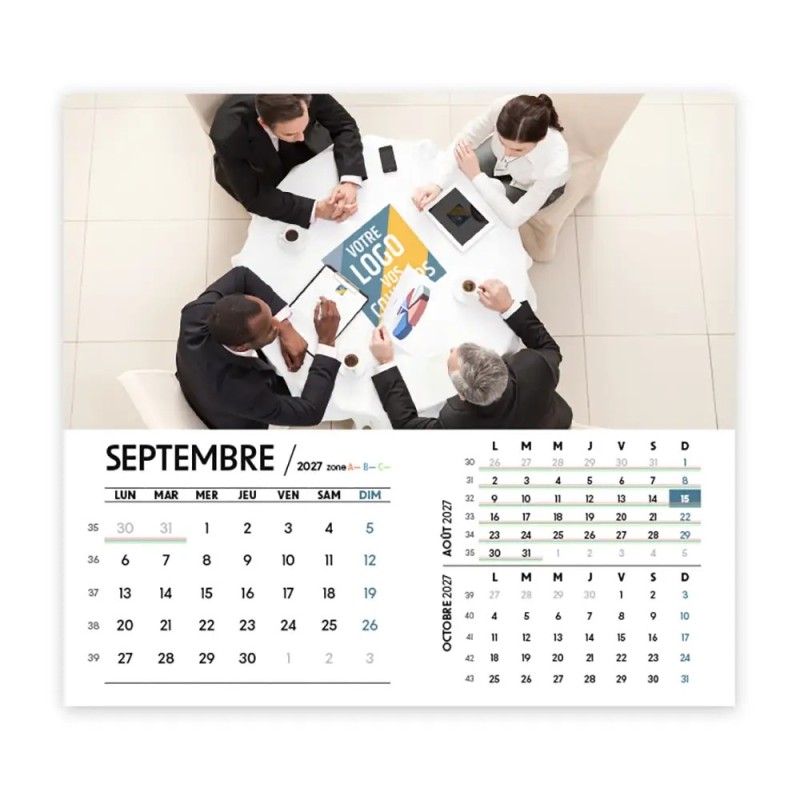Calendrier chevalet intégral (15x18 cm) personnalisé - Logo intégré Réseau