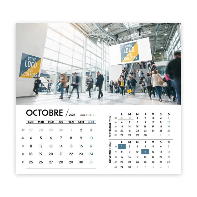 Calendrier chevalet intégral (15x18 cm) personnalisé - Logo intégré Réseau