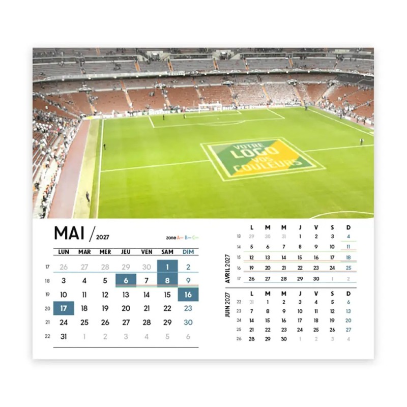 Calendrier chevalet intégral (15x18 cm) personnalisé - Logo intégré Giga
