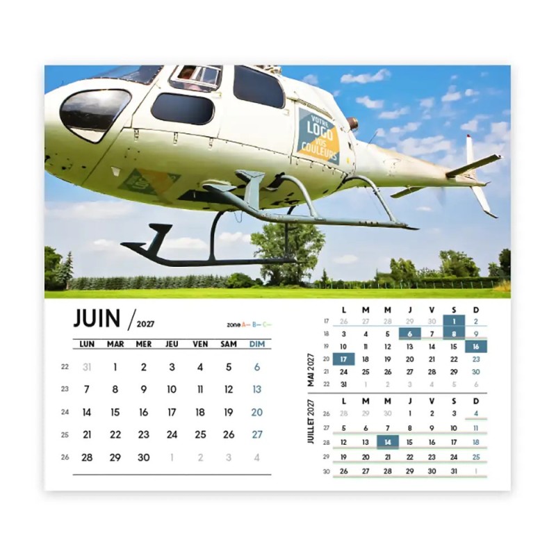 Calendrier chevalet intégral (15x18 cm) personnalisé - Logo intégré Giga