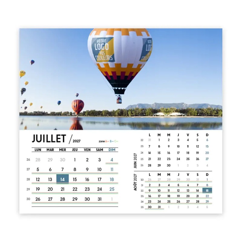 Calendrier chevalet intégral (15x18 cm) personnalisé - Logo intégré Giga
