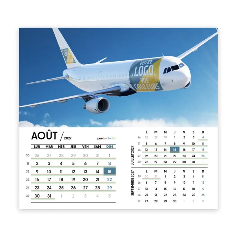 Calendrier chevalet intégral (15x18 cm) personnalisé - Logo intégré Giga