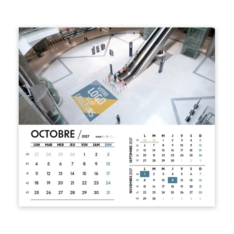 Calendrier chevalet intégral (15x18 cm) personnalisé - Logo intégré Giga
