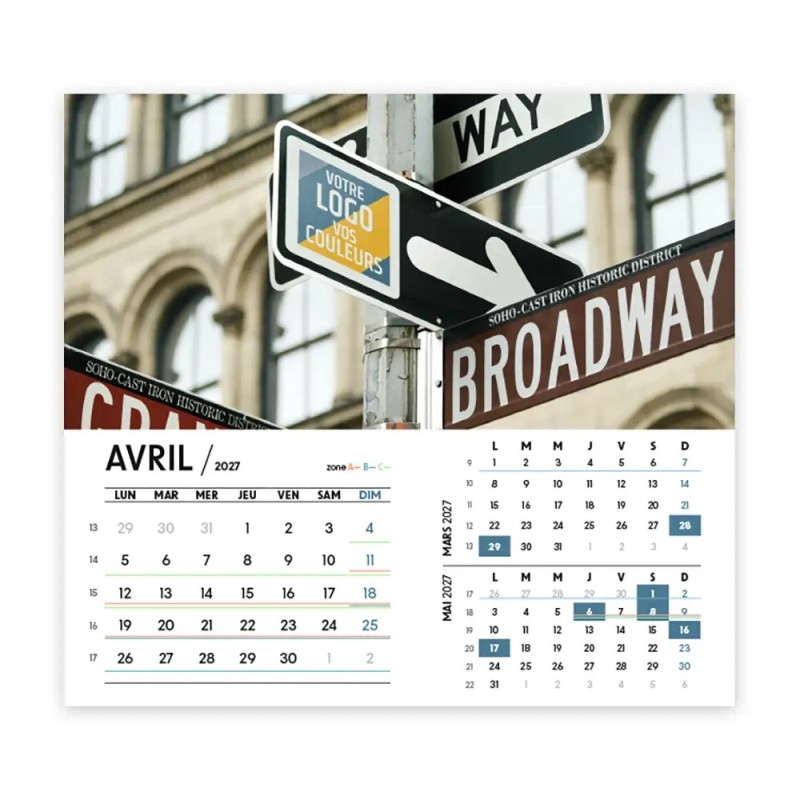 Calendrier chevalet intégral (15x18 cm) personnalisé - Logo intégré Visio