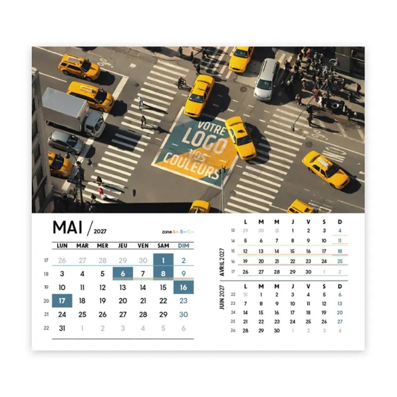 Calendrier chevalet intégral (15x18 cm) personnalisé - Logo intégré Visio
