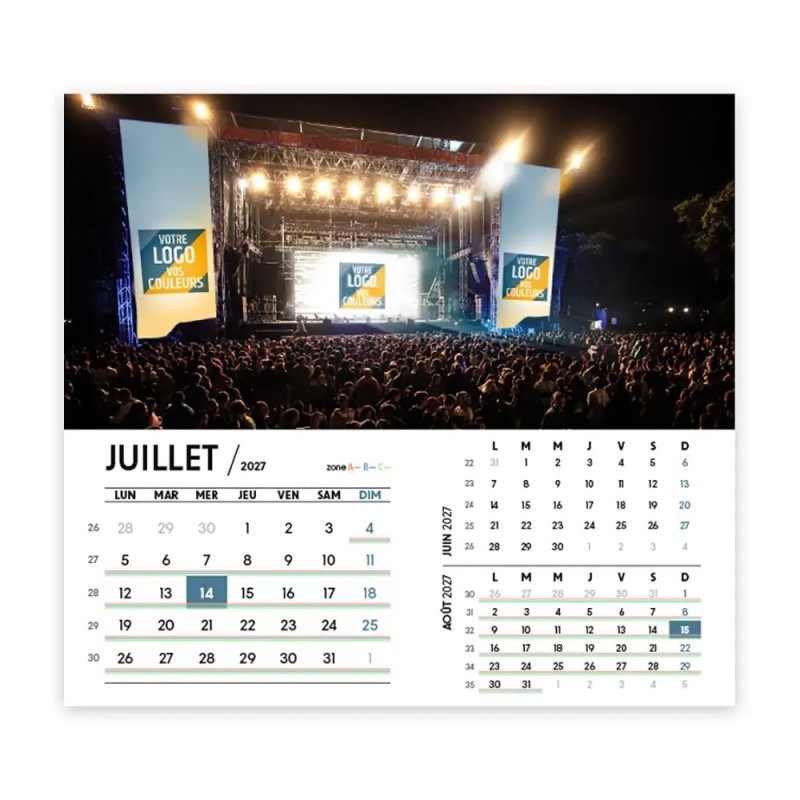 Calendrier chevalet intégral (15x18 cm) personnalisé - Logo intégré Visio