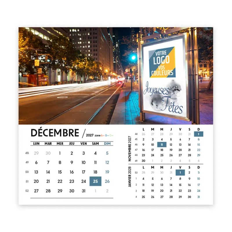 Calendrier chevalet intégral (15x18 cm) personnalisé - Logo intégré Visio