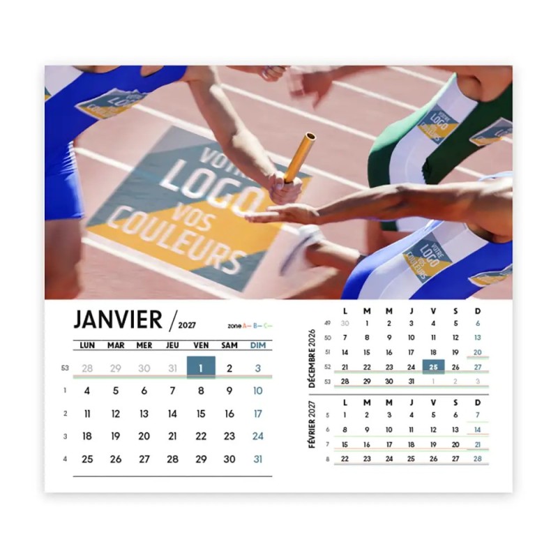 Calendrier chevalet intégral (15x18 cm) personnalisé - Logo intégré Performance