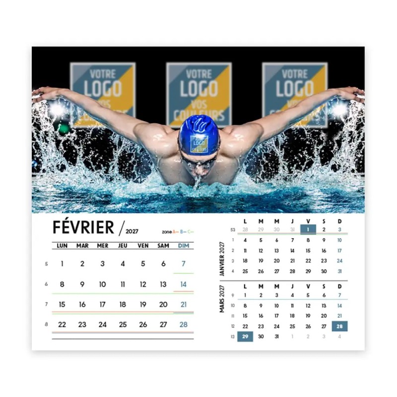 Calendrier chevalet intégral (15x18 cm) personnalisé - Logo intégré Performance