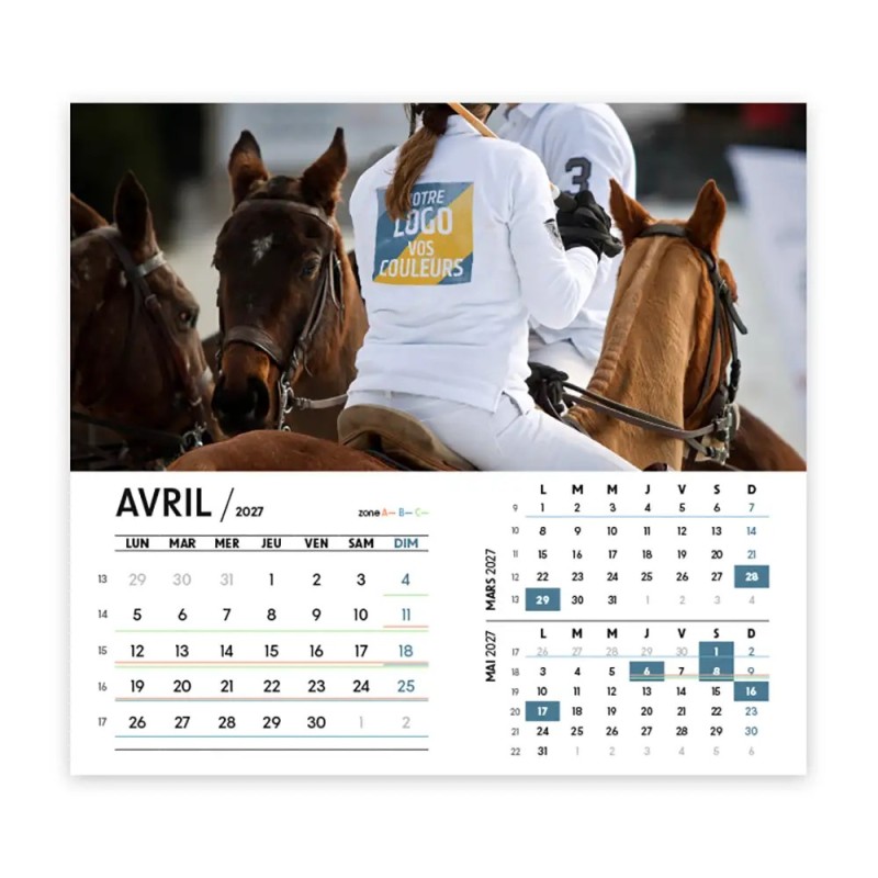 Calendrier chevalet intégral (15x18 cm) personnalisé - Logo intégré Performance