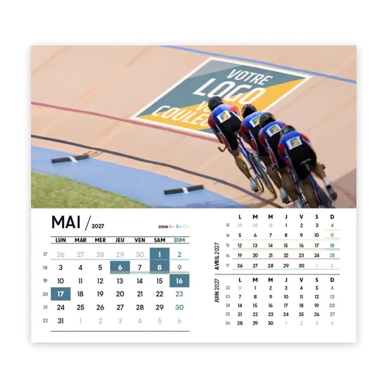 Calendrier chevalet intégral (15x18 cm) personnalisé - Logo intégré Performance