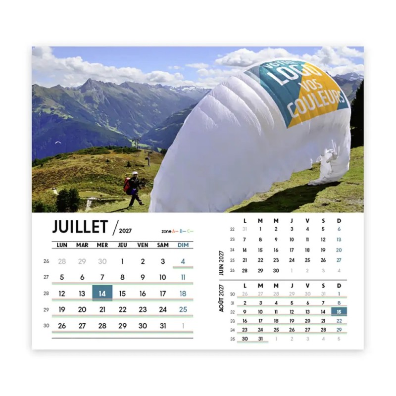 Calendrier chevalet intégral (15x18 cm) personnalisé - Logo intégré Performance