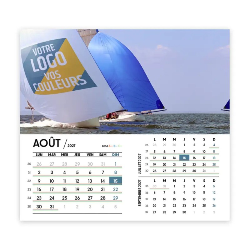 Calendrier chevalet intégral (15x18 cm) personnalisé - Logo intégré Performance