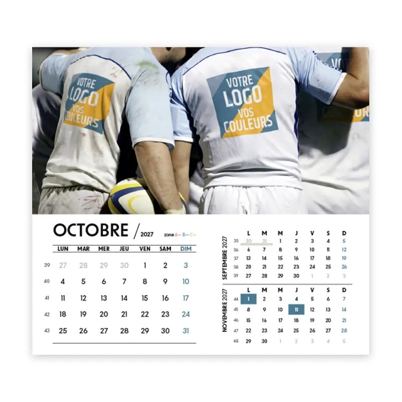 Calendrier chevalet intégral (15x18 cm) personnalisé - Logo intégré Performance