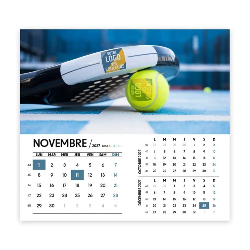Calendrier chevalet intégral (15x18 cm) personnalisé - Logo intégré Performance