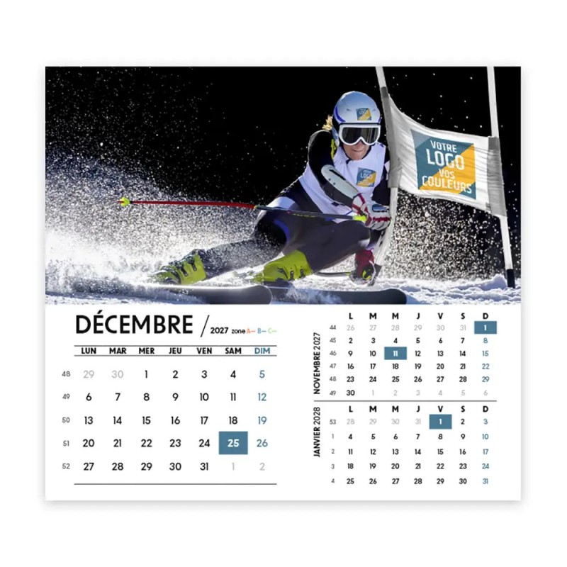 Calendrier chevalet intégral (15x18 cm) personnalisé - Logo intégré Performance