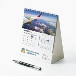 Calendrier chevalet intégral (15x18 cm) personnalisé - Logo intégré Voyage
