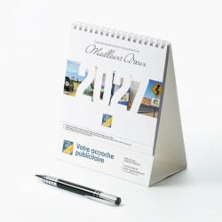 Calendrier chevalet intégral (15x18 cm) personnalisé - Logo intégré Voyage