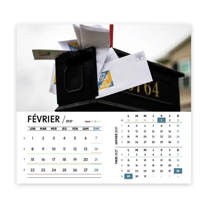 Calendrier chevalet intégral (15x18 cm) personnalisé - Logo intégré Voyage