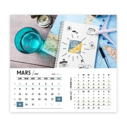 Calendrier chevalet intégral (15x18 cm) personnalisé - Logo intégré Voyage