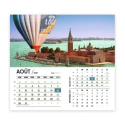Calendrier chevalet intégral (15x18 cm) personnalisé - Logo intégré Voyage