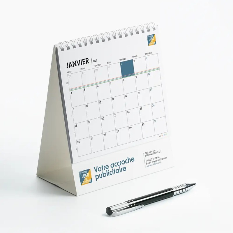Calendrier chevalet intégral (15x18 cm) personnalisé - Logo intégré Miniature