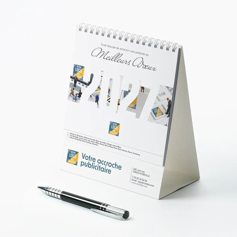 Calendrier chevalet intégral (15x18 cm) personnalisé - Logo intégré Miniature