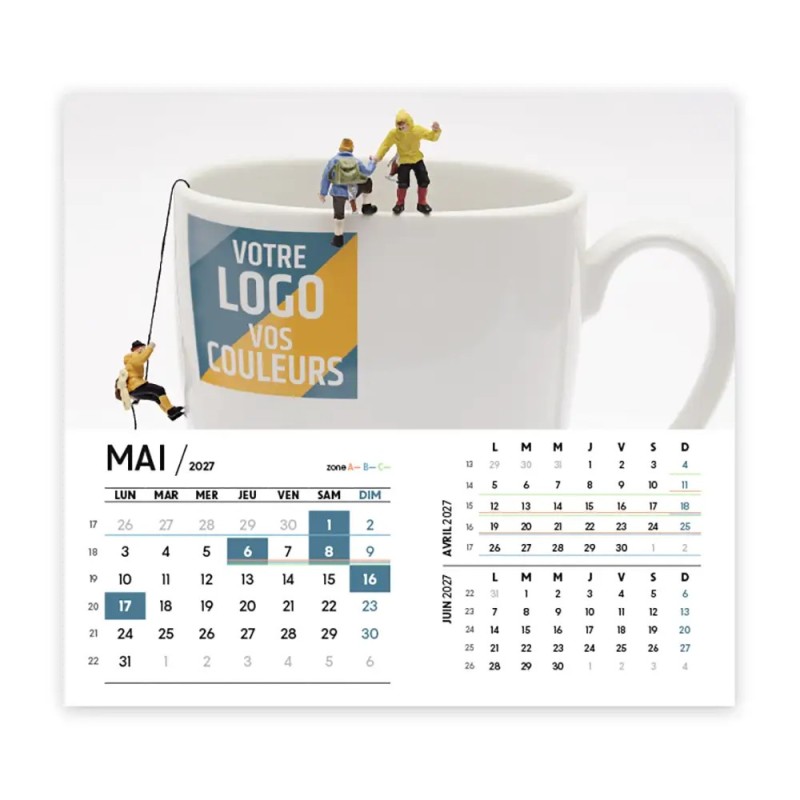 Calendrier chevalet intégral (15x18 cm) personnalisé - Logo intégré Miniature