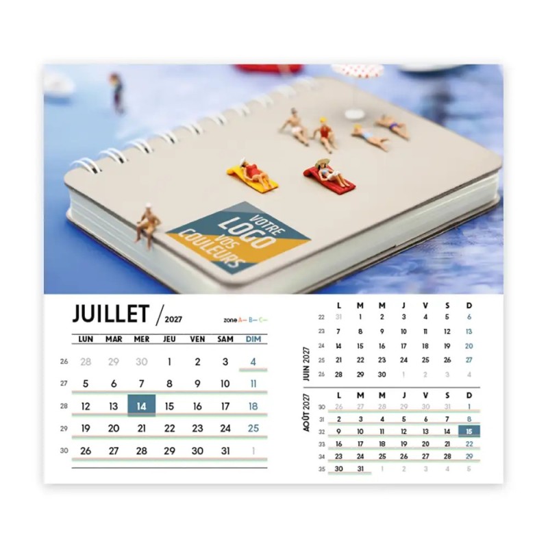 Calendrier chevalet intégral (15x18 cm) personnalisé - Logo intégré Miniature