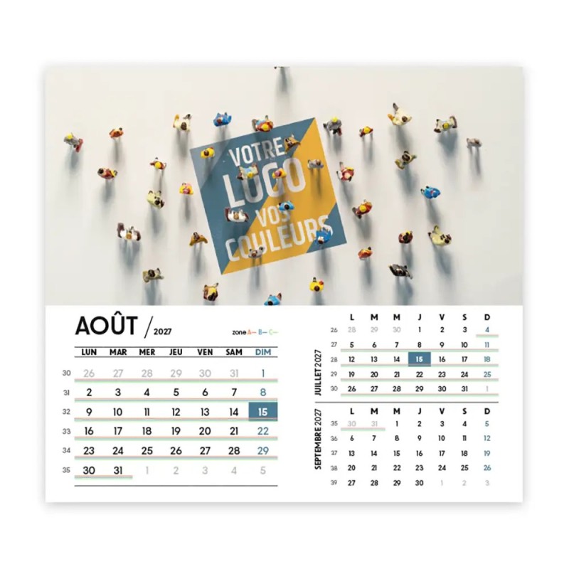Calendrier chevalet intégral (15x18 cm) personnalisé - Logo intégré Miniature