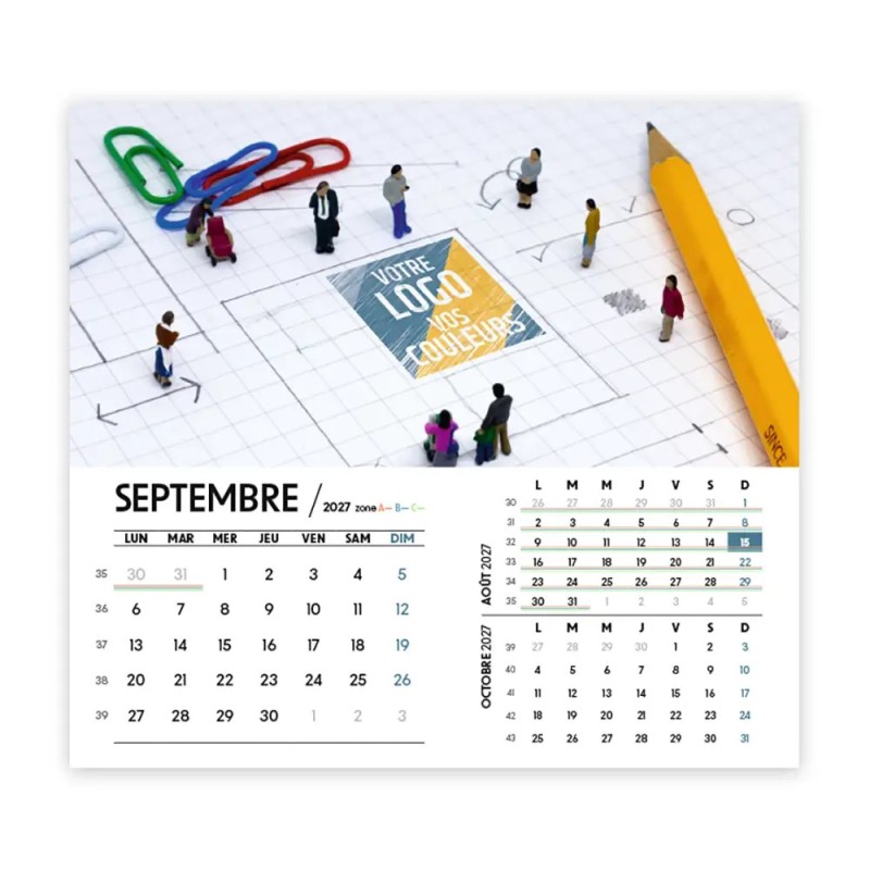 Calendrier chevalet intégral (15x18 cm) personnalisé - Logo intégré Miniature