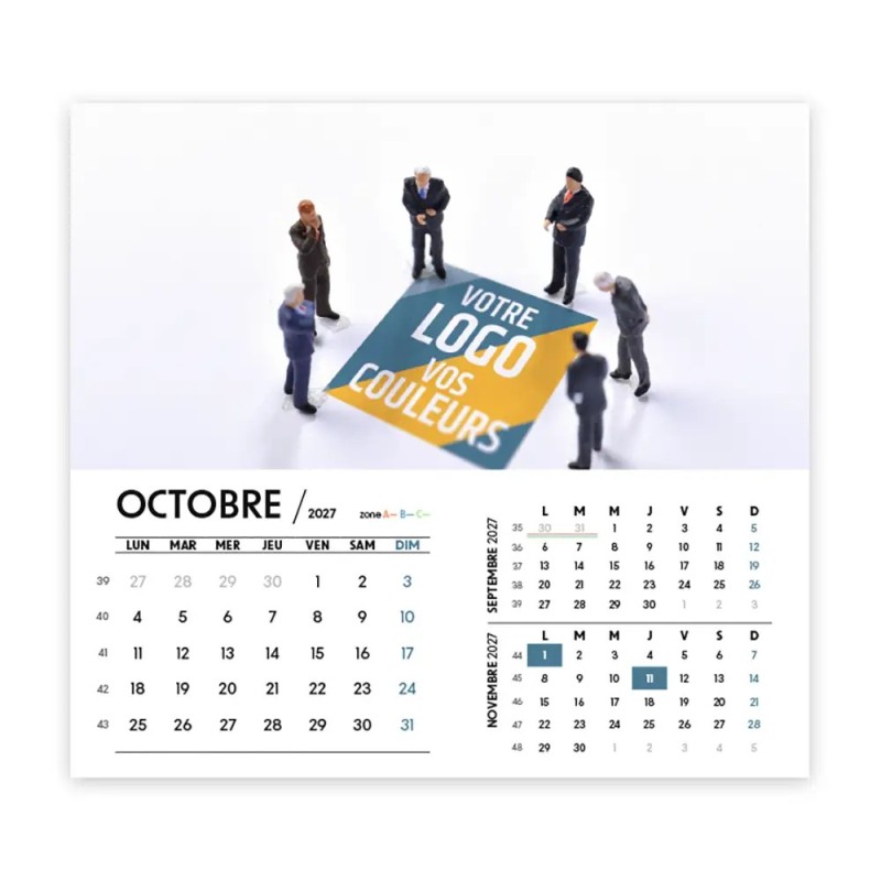Calendrier chevalet intégral (15x18 cm) personnalisé - Logo intégré Miniature